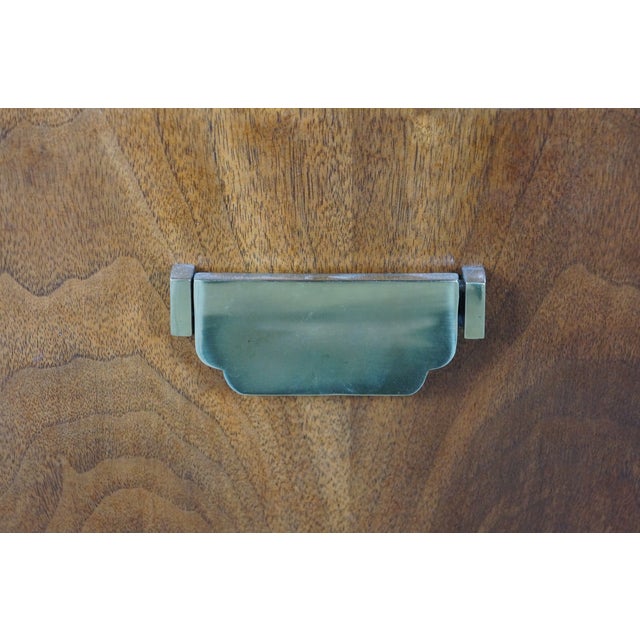 Mid-Century Fancher Chinoiserie Campaign Walnut Smoked Glass Buffet Credenza MCM For Sale - Image 14 of 18