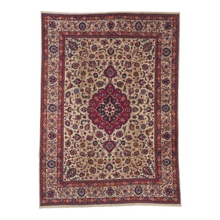 Signed Antique Persian Mashhad Rug, 08'00 X 11'02 For Sale