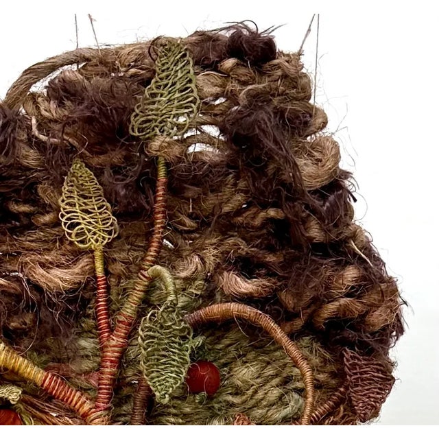 Large Hand-Woven Apple Tree Macramé Art Wall Hanging in Coconut Fibers with Pinewood Details, West-Germany, 1970s For Sale - Image 13 of 18