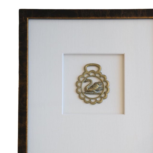 This exquisite antique horse bridle medallion, crafted in 19th century France, features a beautifully detailed swan...