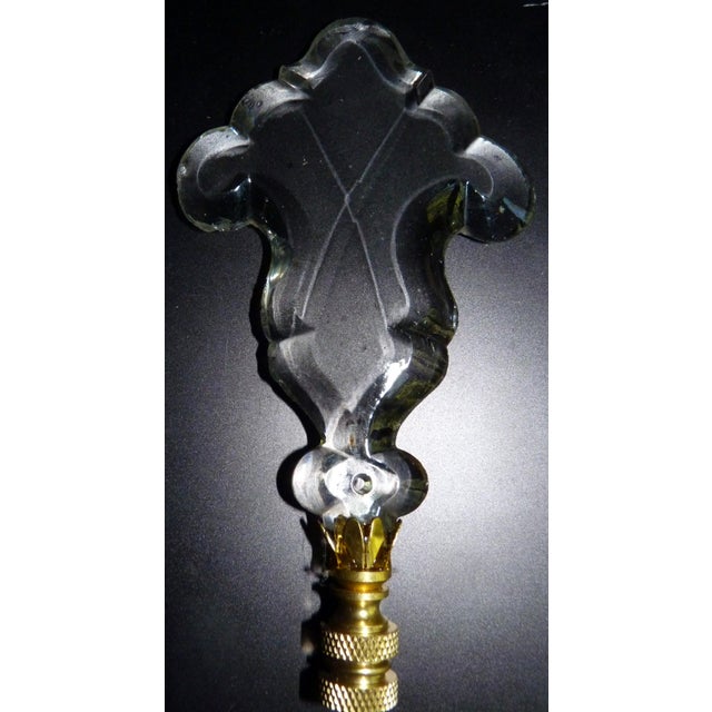 An elegant pair of antique French faceted crystal ornaments c.1880, thoughtfully converted into distinctive lamp finials...