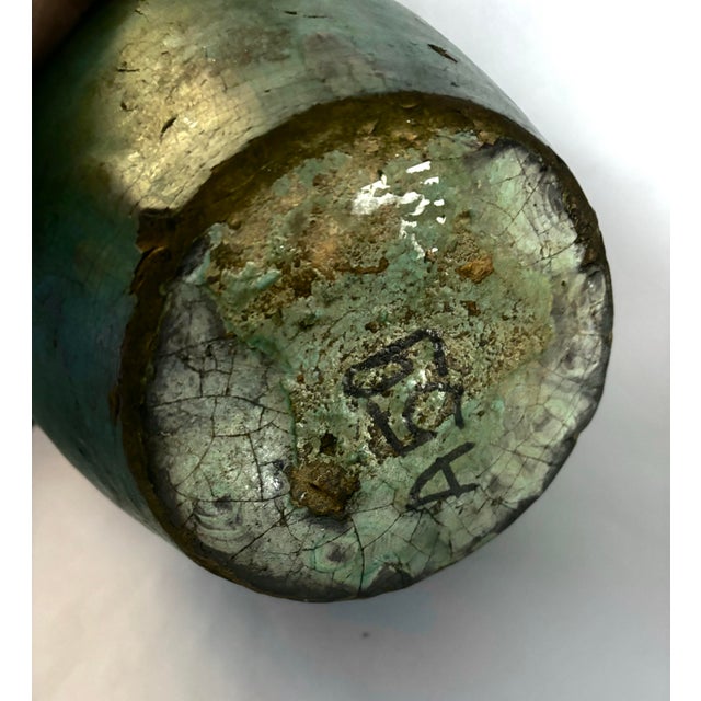 Late 19th-Century Chinese Turquoise-Glazed Wine Jar With Metal Repair For Sale In New York - Image 6 of 6