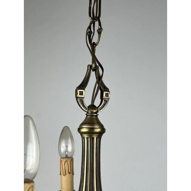 Beige 5-Light Bronze Chandelier, Italy, 1960s For Sale - Image 8 of 11