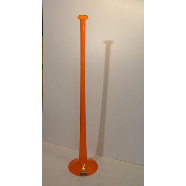 1960s Huge Orange Art Glass Luciano Vistosi MuranoCandlestick For Sale - Image 5 of 10
