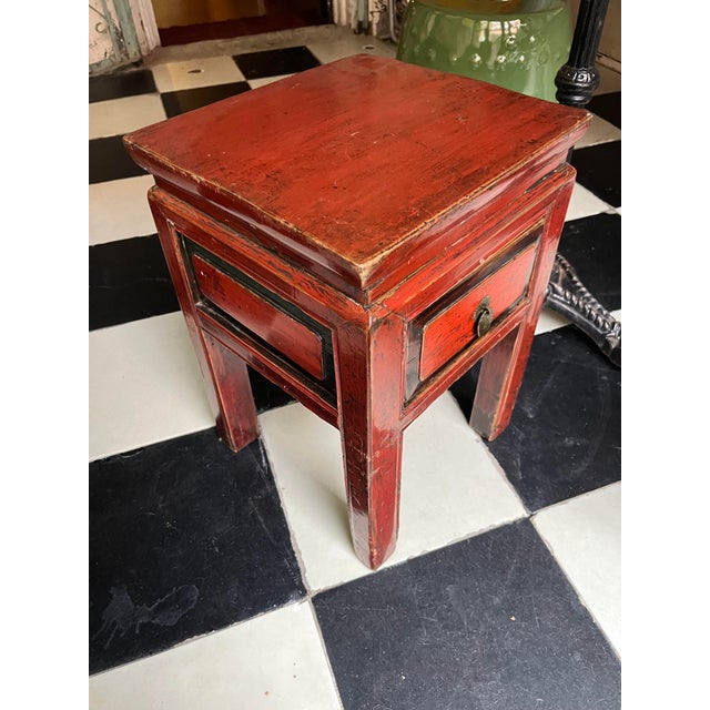 Late 19th Century Rustic Red Chinese Side Table For Sale - Image 5 of 7