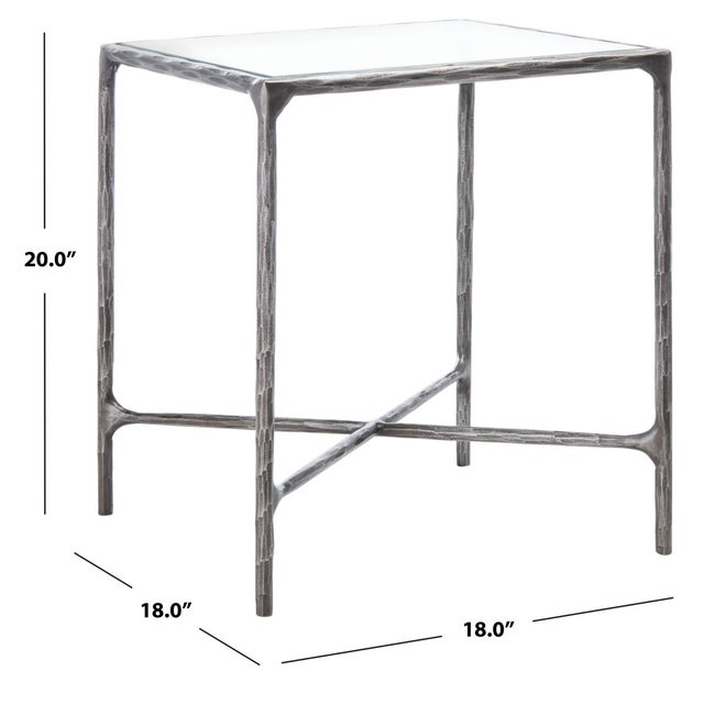 Modern Jessa Metal Square End Table in Silver with Glass Top For Sale - Image 3 of 7
