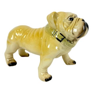 Large Vintage Bulldog Dog Figurine in Porcelain, 1960s For Sale