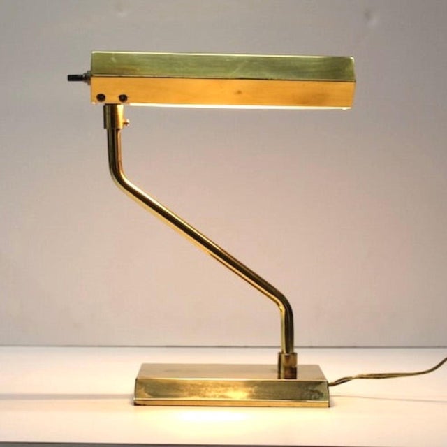 Mid-Century Modern 1970s Mid Century Modern Angular Brass Desk Lamp For Sale - Image 3 of 6