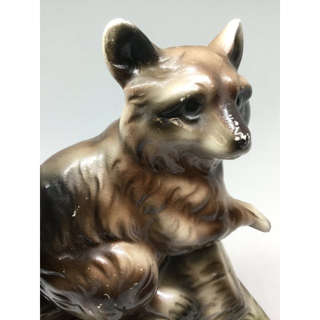 Brown Antique Bisque Porcelain Raccoon Figurine For Sale - Image 8 of 13