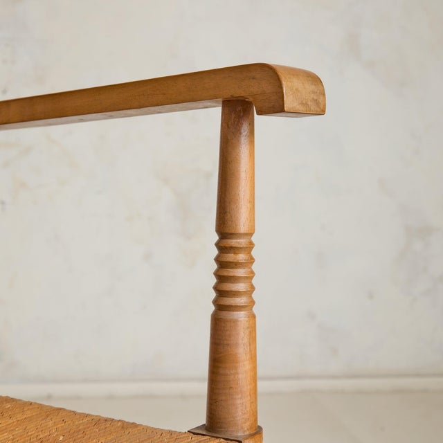 Tan French Wood + Rush Armchair in Style of Francis Jourdain, 1950s - 2 Available For Sale - Image 8 of 11