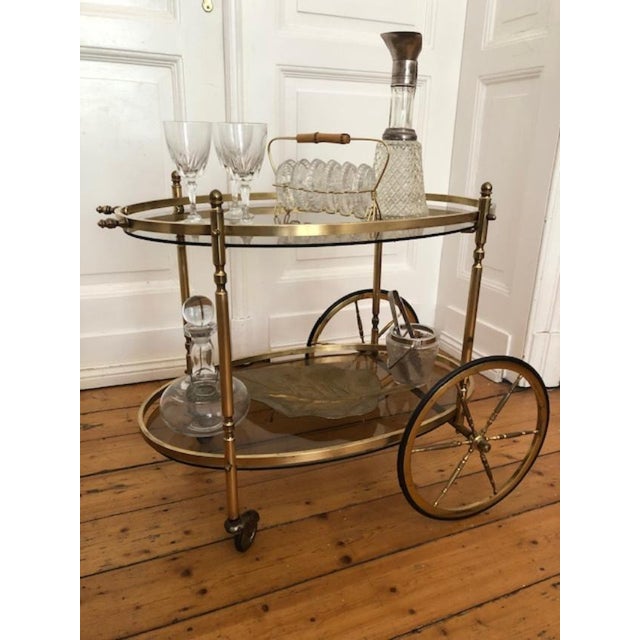 Neoclassical Brass Serving Trolley, 1960s For Sale - Image 4 of 11