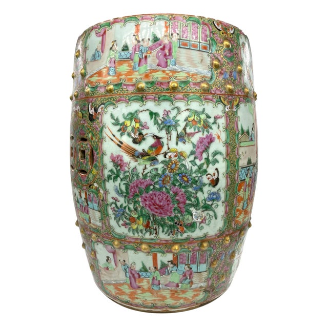 Circa 1880 Chinese Export Porcelain Canton Famille Rose Medallion Garden Seat For Sale - Image 6 of 13