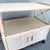Boho Chic White Washed Bamboo Reed and Grass Cloth Bar Cart For Sale - Image 4 of 9