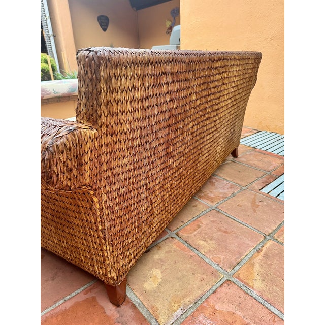 Palecek Vintage Palecek Rattan Loveseat/Sofa For Sale - Image 4 of 9
