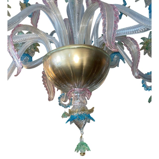Italian Murano Glass Multi-Color Floral Chandelier For Sale - Image 11 of 11