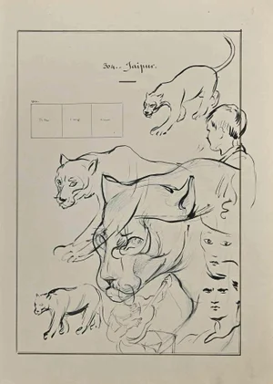 Norbert Meyre, Playing, Drawing in Ink, Early 20th Century