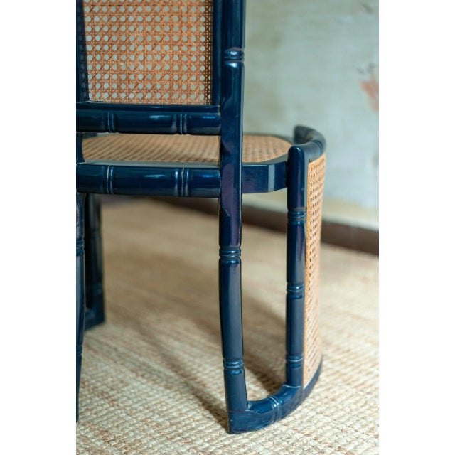 Vintage Blue Lacquered Wood and Vienna Straw Chairs by Marzio Cecchi, 1970s, Set of 6 For Sale - Image 11 of 12