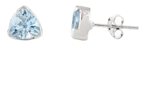 Trillion Aquamarine Stud Earrings Gift for Her in 14k- a Pair