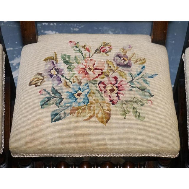 English Victorian Floral Tapestry Dining Chairs, Set of 6 For Sale - Image 12 of 16