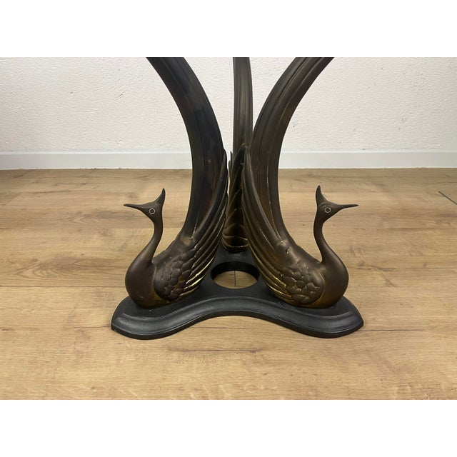 Metal Vintage Swan Coffee Table in Brass and Bronze with Glass, 1970s For Sale - Image 7 of 9