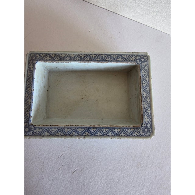 Ceramic Chinese Blue and White Rectangular Shaped Planter For Sale - Image 7 of 11