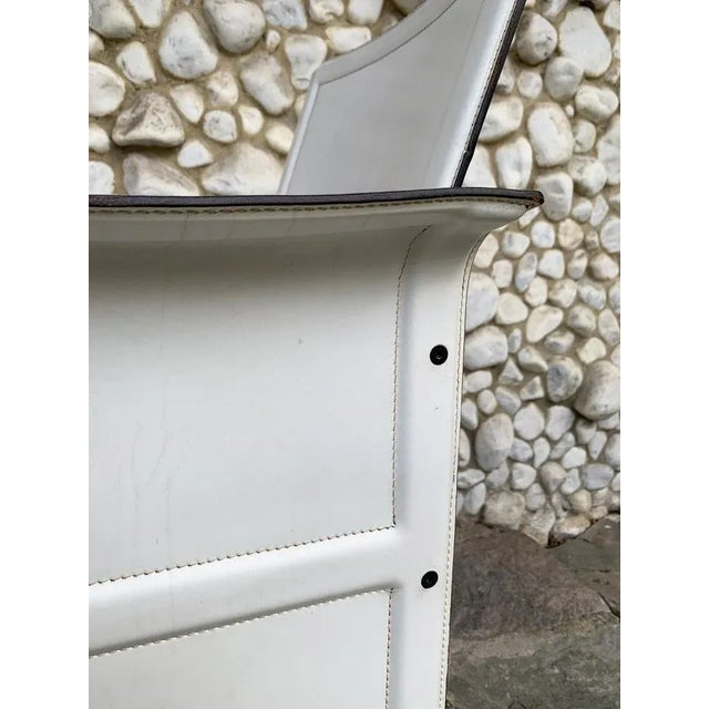 Italian White Leather Armchair by Tito Agnoli for Matteo Grassi, 1970s For Sale - Image 11 of 18