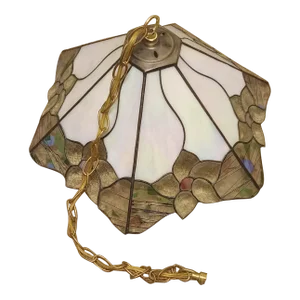 Antique Art Nouveau Stained Glass Pendant With Art Deco Influences