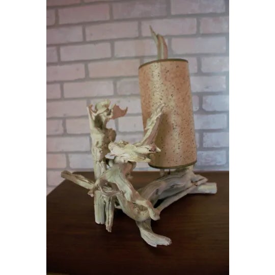 Mid-Century Modern Mid Century Modern Driftwood Table Lamp With Shade - Set of 2 For Sale - Image 3 of 11
