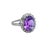 Modern Mid 20th Century 10k White Gold Oval Amethyst and Diamond Halo Ring, Size 6.5 For Sale - Image 3 of 9