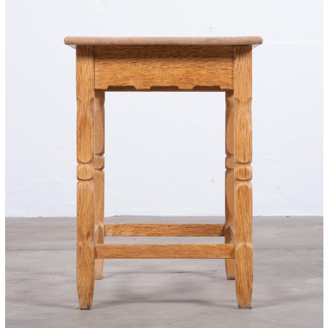 Wood Danish Brutalist Oak Bedside Table by Henning Kjærnulf, 1960 For Sale - Image 7 of 13