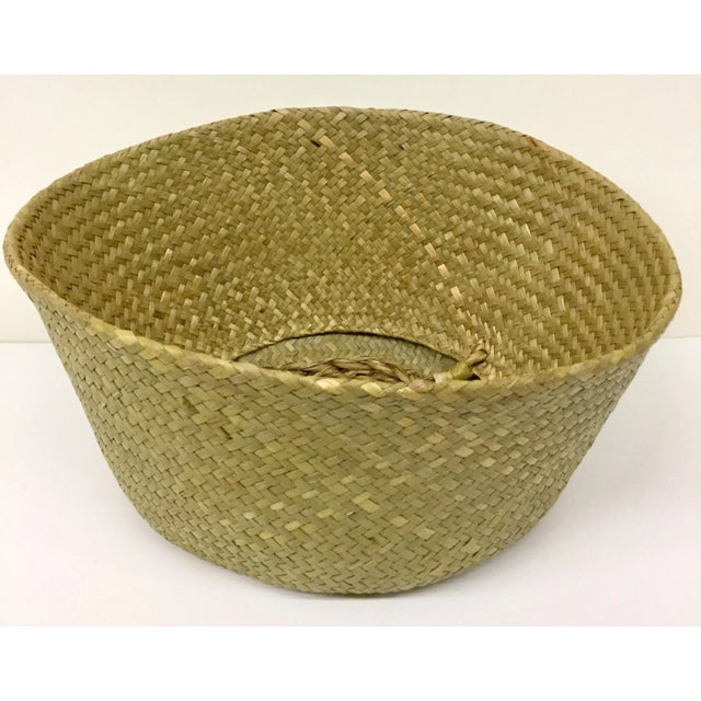 Boho Chic Natural Straw Collapsible Basket For Sale - Image 3 of 12