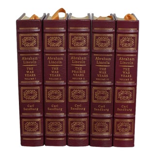 Set of 5 Gold Embossed Leather Bound Books W/ Gilt Edge by the Eaton Press For Sale