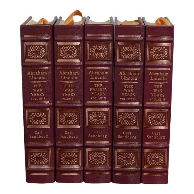Set of 5 Gold Embossed Leather Bound Books W/ Gilt Edge by the Eaton Press For Sale