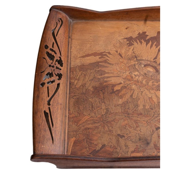 Brown Art Nouveau Sunflower Tray from Emile Gallé, 1920s For Sale - Image 8 of 14