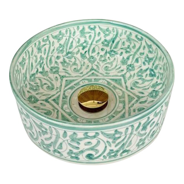 Modern Ceramic Bathroom Countertop Round Sink, Handmade For Sale