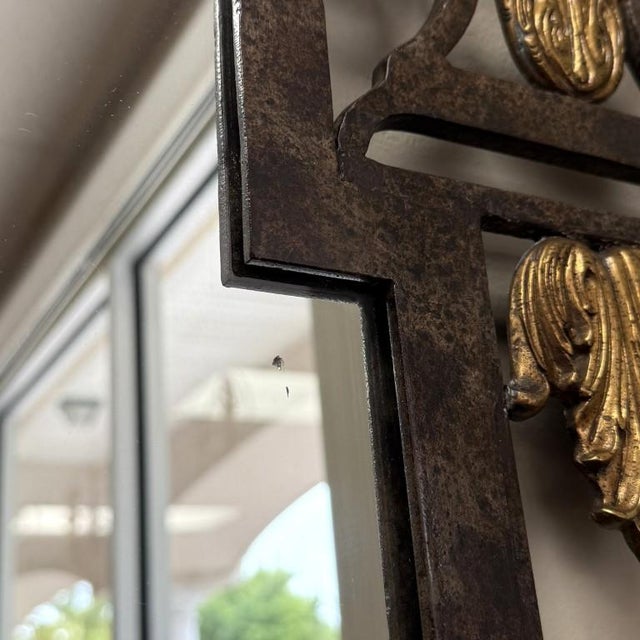 La Barge Large Gilt Bronze & Scrolled Wrought Iron Wall Mirror For Sale - Image 9 of 10