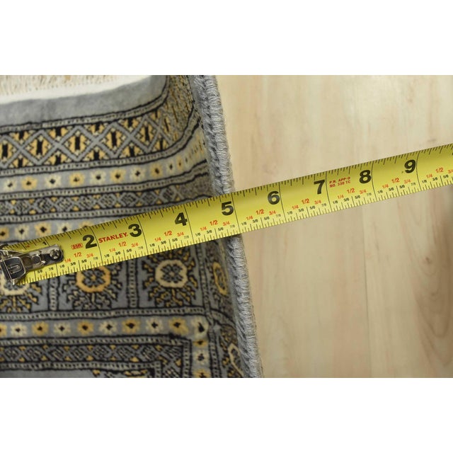 Bokhara Rug 9’1” X 11’11” Gray Wool Tribal Hand-Knotted Oriental Carpet For Sale - Image 11 of 13