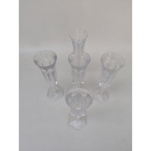 Baccarat Crystal Champagne Flutes Malmaison Model, 1970s, Set of 5 For Sale - Image 6 of 7
