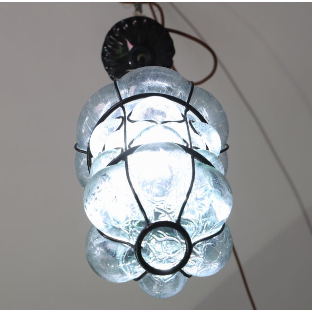 Rare Blu Acuqamarin Vintage Venetian Lantern, Murano Glass, 1970s For Sale - Image 9 of 11