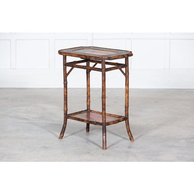 19th Century English Two Tier Tiger Bamboo Side Table, 1870s For Sale - Image 4 of 18