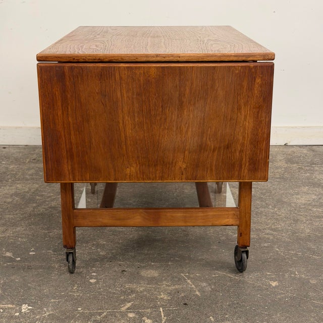 Wood Jens Risom Rolling Bar Cart Mid Century Modern American For Sale - Image 7 of 12