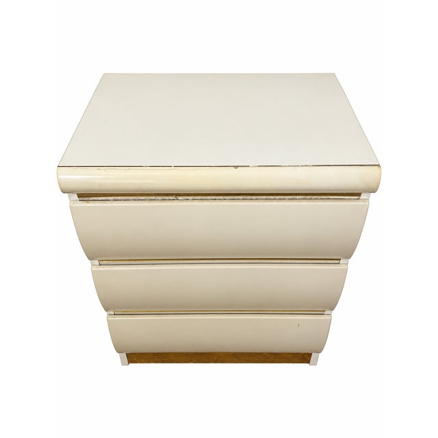 Millennium Cream Postmodern Dresser and Two Nightstands With Asymmetrical Mirror For Sale - Image 12 of 14