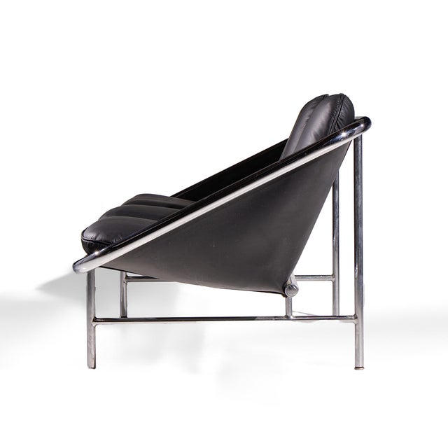 Herman Miller George Nelson for Herman Miller Mid Century Leather and Chrome Sling Sofa For Sale - Image 4 of 9