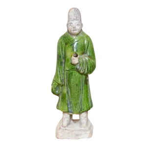 Vintage Terracotta Green Glazed Attendant