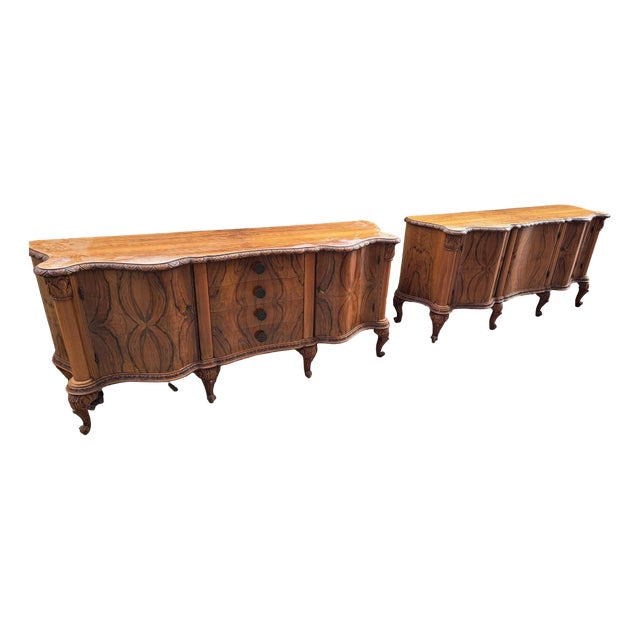 Chippendale Style Sideboards in Walnut, 1940s, Set of 2 For Sale