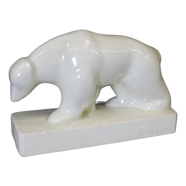 Art Deco Crackle-Glazed Bear by Geo Condé For Sale