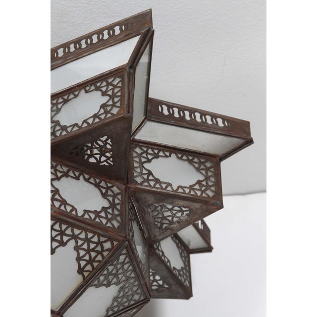 Moroccan Moorish Star Shape Frosted Glass Lantern Light Shade For Sale - Image 13 of 17