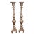 French Baroque Style Taupe Distressed Painted Solid Wood Floor Candlesticks/Plant Stands, a Pair For Sale