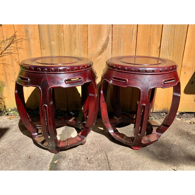 Vintage Chinese Rosewood Garden Stools-A Pair For Sale - Image 13 of 13
