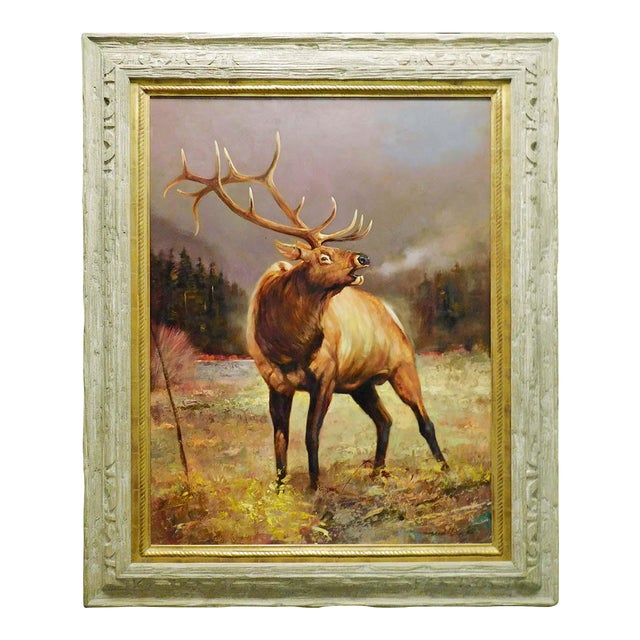 Dave Merrill "Call From the Mist" Original Oil Hand Signed Elk For Sale
